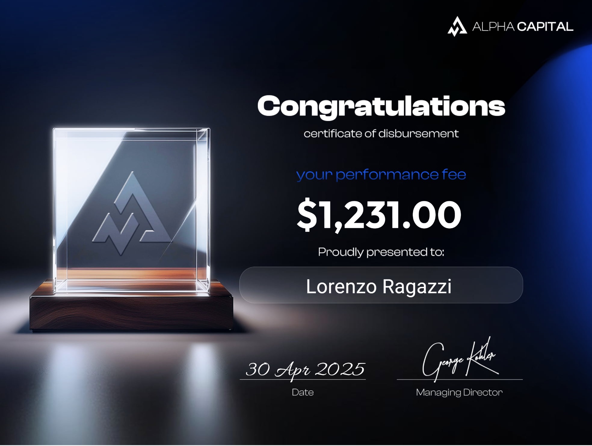 $1,231 payout